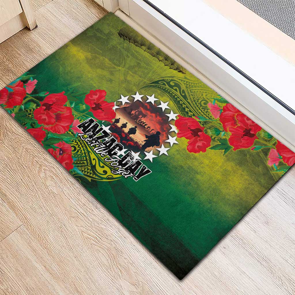 Cook Islands ANDAC Day Rubber Doormat Honor and Remember Soliders-Forever in My Thoughts Grunge Style