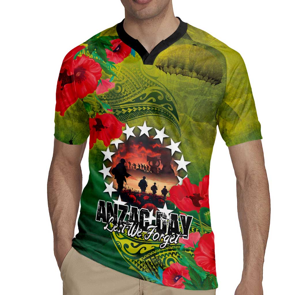 Cook Islands ANDAC Day Rugby Jersey Honor and Remember Soliders-Forever in My Thoughts Grunge Style LT03 - Polynesian Pride