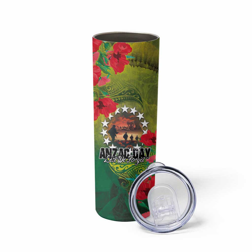 Cook Islands ANDAC Day Skinny Tumbler Honor and Remember Soliders-Forever in My Thoughts Grunge Style