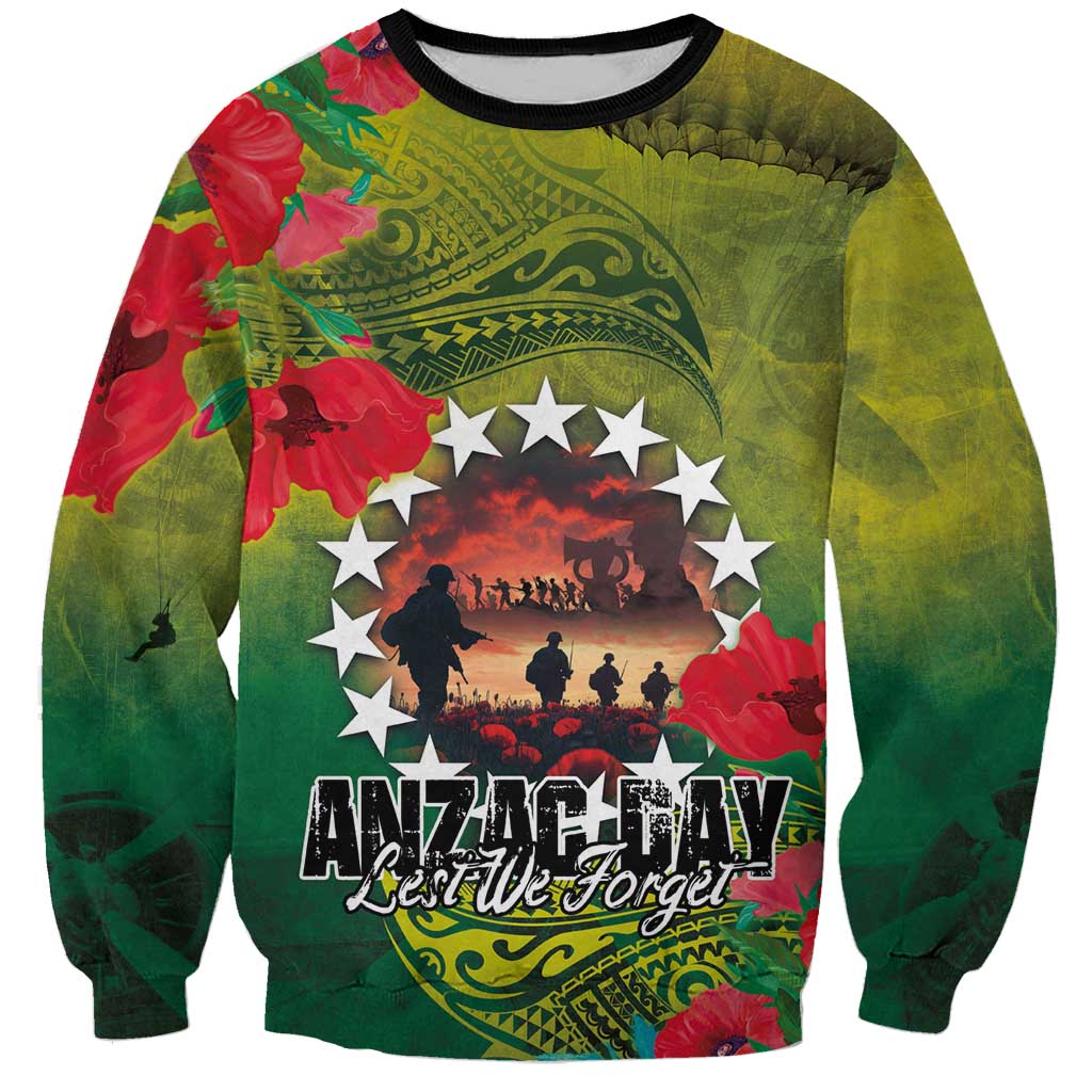 Cook Islands ANDAC Day Sweatshirt Honor and Remember Soliders-Forever in My Thoughts Grunge Style