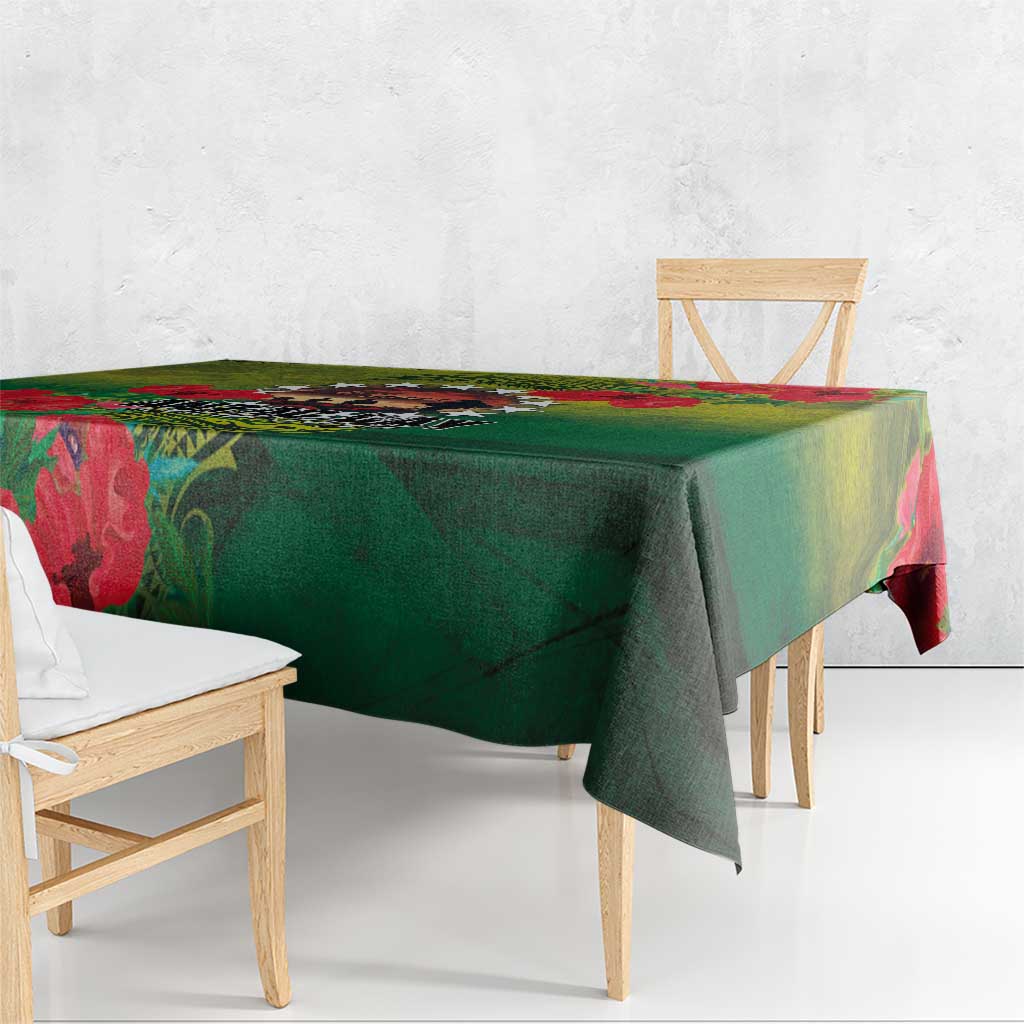 Cook Islands ANDAC Day Tablecloth Honor and Remember Soliders-Forever in My Thoughts Grunge Style