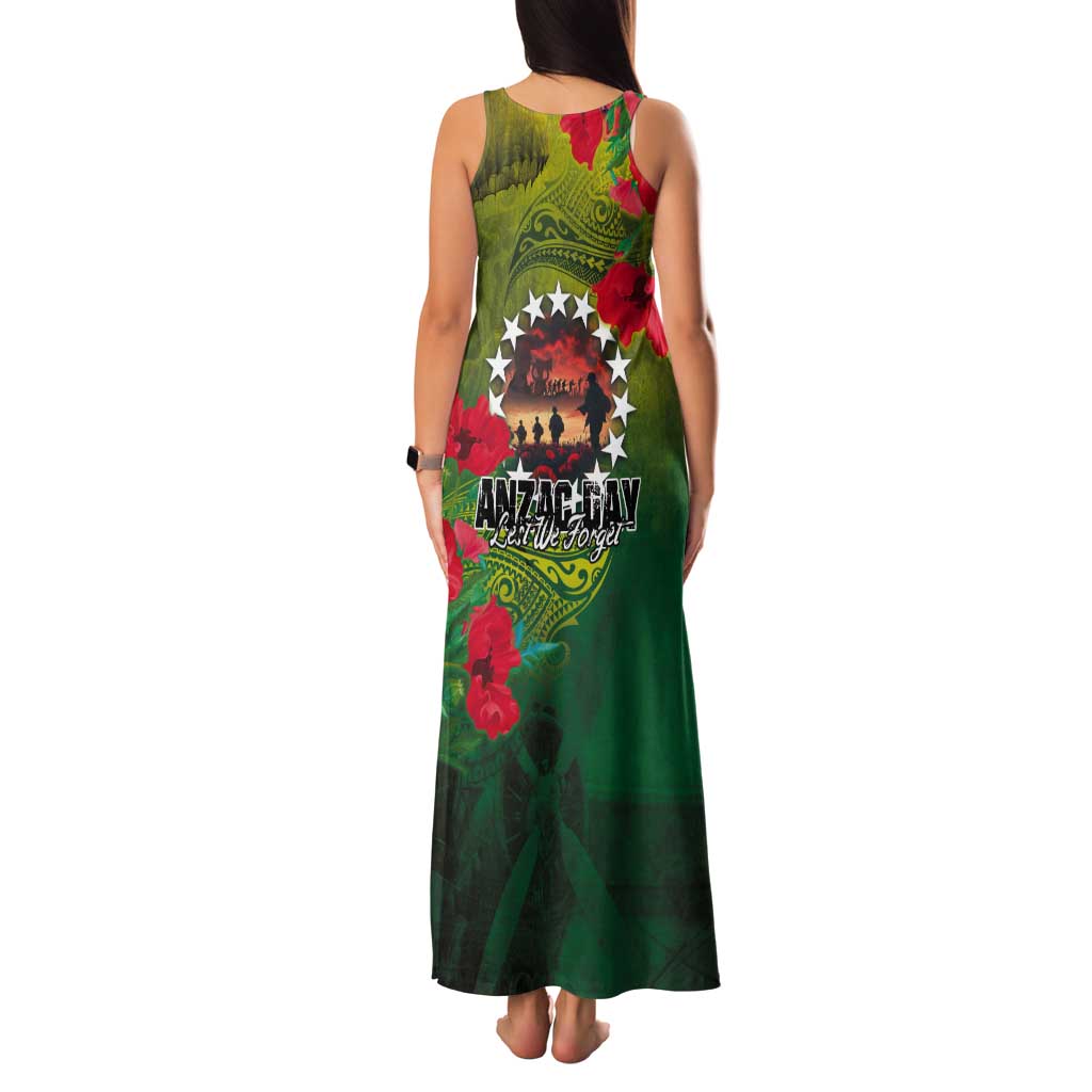 Cook Islands ANDAC Day Tank Maxi Dress Honor and Remember Soliders-Forever in My Thoughts Grunge Style