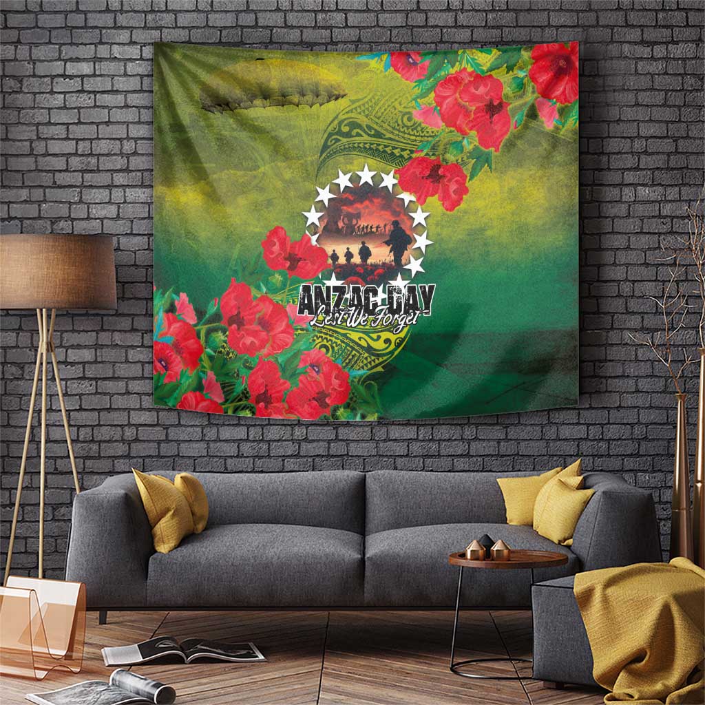 Cook Islands ANDAC Day Tapestry Honor and Remember Soliders-Forever in My Thoughts Grunge Style