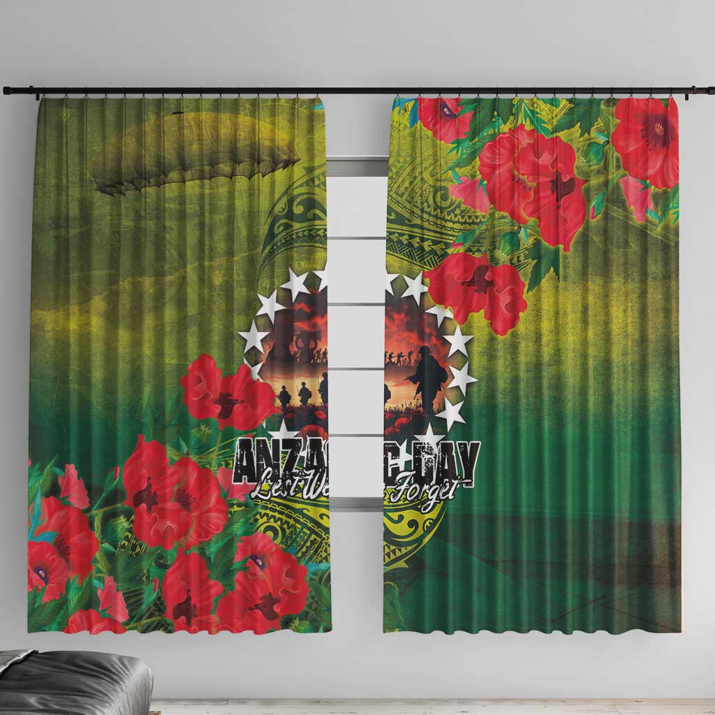 Cook Islands ANDAC Day Window Curtain Honor and Remember Soliders-Forever in My Thoughts Grunge Style
