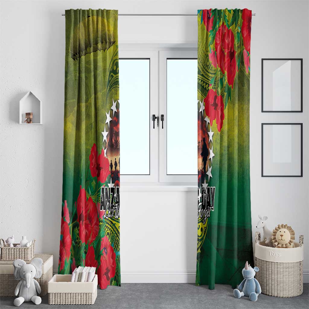 Cook Islands ANDAC Day Window Curtain Honor and Remember Soliders-Forever in My Thoughts Grunge Style