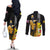 Hawaii King Kamehameha Day Couples Matching Off The Shoulder Long Sleeve Dress and Long Sleeve Button Shirt Kanaka Maoli Hibiscus Flower and Kakau Pattern