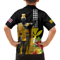 Hawaii King Kamehameha Day Family Matching Long Sleeve Bodycon Dress and Hawaiian Shirt Kanaka Maoli Hibiscus Flower and Kakau Pattern LT03 - Polynesian Pride