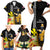 Hawaii King Kamehameha Day Family Matching Short Sleeve Bodycon Dress and Hawaiian Shirt Kanaka Maoli Hibiscus Flower and Kakau Pattern