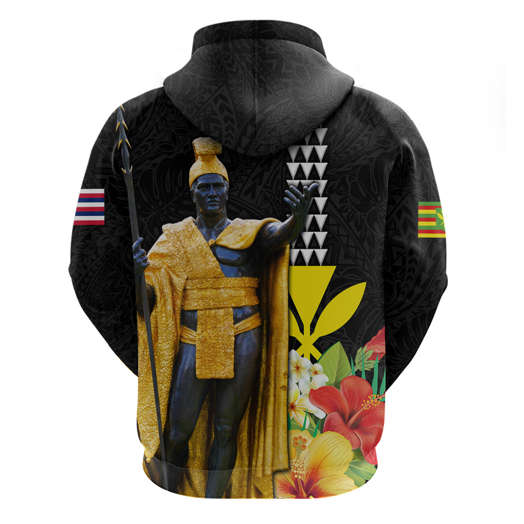 Hawaii King Kamehameha Day Hoodie Kanaka Maoli Hibiscus Flower and Kakau Pattern