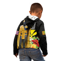 Hawaii King Kamehameha Day Kid Hoodie Kanaka Maoli Hibiscus Flower and Kakau Pattern