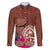 Chamorro Biba Guam Family Matching Mermaid Dress and Hawaiian Shirt Latte Stone Tribal and Hibiscus Flower Tapa Pattern