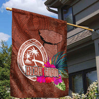 Chamorro Biba Guam Garden Flag Latte Stone Tribal and Hibiscus Flower Tapa Pattern