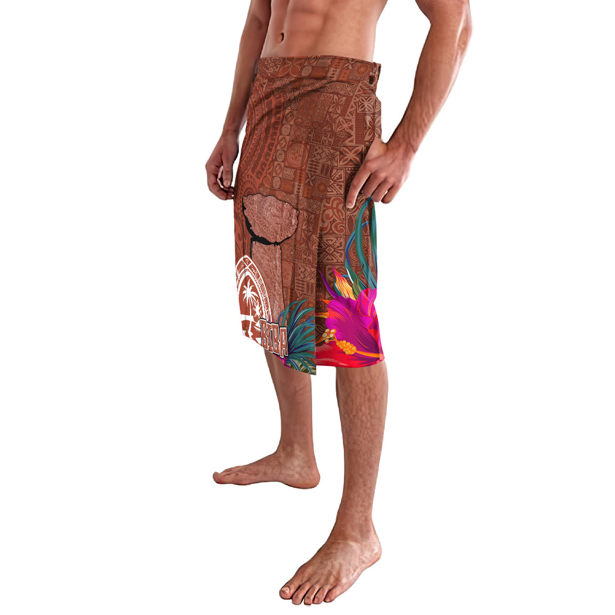 Chamorro Biba Guam Lavalava Latte Stone Tribal and Hibiscus Flower Tapa Pattern