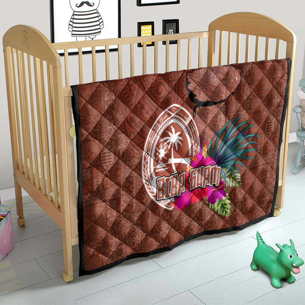 Chamorro Biba Guam Quilt Latte Stone Tribal and Hibiscus Flower Tapa Pattern