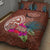 Chamorro Biba Guam Quilt Bed Set Latte Stone Tribal and Hibiscus Flower Tapa Pattern