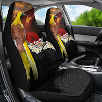 Papua New Guinea Remembrance Day Car Seat Cover Bird of Paradise Plumeria Flower and Polynesian Pattern