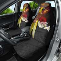 Papua New Guinea Remembrance Day Car Seat Cover Bird of Paradise Plumeria Flower and Polynesian Pattern