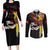 Papua New Guinea Remembrance Day Couples Matching Long Sleeve Bodycon Dress and Long Sleeve Button Shirt Bird of Paradise Plumeria Flower and Polynesian Pattern