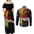 Papua New Guinea Remembrance Day Couples Matching Off Shoulder Maxi Dress and Long Sleeve Button Shirt Bird of Paradise Plumeria Flower and Polynesian Pattern