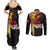 Papua New Guinea Remembrance Day Couples Matching Summer Maxi Dress and Long Sleeve Button Shirt Bird of Paradise Plumeria Flower and Polynesian Pattern