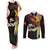 Papua New Guinea Remembrance Day Couples Matching Tank Maxi Dress and Long Sleeve Button Shirt Bird of Paradise Plumeria Flower and Polynesian Pattern