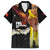 Papua New Guinea Remembrance Day Family Matching Off Shoulder Short Dress and Hawaiian Shirt Bird of Paradise Plumeria Flower and Polynesian Pattern
