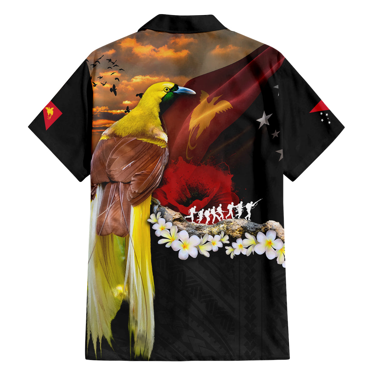 Papua New Guinea Remembrance Day Family Matching Puletasi and Hawaiian Shirt Bird of Paradise Plumeria Flower and Polynesian Pattern LT03 - Polynesian Pride