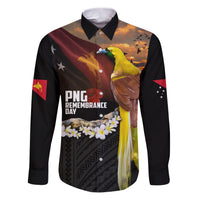 Papua New Guinea Remembrance Day Family Matching Puletasi and Hawaiian Shirt Bird of Paradise Plumeria Flower and Polynesian Pattern LT03 Dad's Shirt - Long Sleeve Black - Polynesian Pride