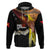 Papua New Guinea Remembrance Day Hoodie Bird of Paradise Plumeria Flower and Polynesian Pattern