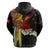 Papua New Guinea Remembrance Day Hoodie Bird of Paradise Plumeria Flower and Polynesian Pattern