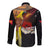 Papua New Guinea Remembrance Day Long Sleeve Button Shirt Bird of Paradise Plumeria Flower and Polynesian Pattern