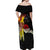 Papua New Guinea Remembrance Day Off Shoulder Maxi Dress Bird of Paradise Plumeria Flower and Polynesian Pattern