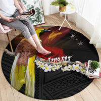 Papua New Guinea Remembrance Day Round Carpet Bird of Paradise Plumeria Flower and Polynesian Pattern LT03 - Polynesian Pride
