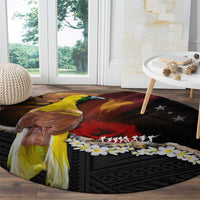 Papua New Guinea Remembrance Day Round Carpet Bird of Paradise Plumeria Flower and Polynesian Pattern LT03 - Polynesian Pride