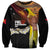 Papua New Guinea Remembrance Day Sweatshirt Bird of Paradise Plumeria Flower and Polynesian Pattern