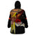 Papua New Guinea Remembrance Day Wearable Blanket Hoodie Bird of Paradise Plumeria Flower and Polynesian Pattern