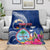 Personalised Guam Liberation Blanket Latte Stone and Guahan Seal Jungle Flower