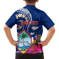 Personalised Guam Liberation Family Matching Puletasi and Hawaiian Shirt Latte Stone and Guahan Seal Jungle Flower LT03 - Polynesian Pride