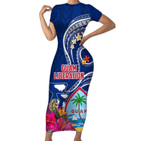 Guam Liberation Family Matching Short Sleeve Bodycon Dress and Hawaiian Shirt Latte Stone and Guahan Seal Jungle Flower