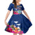 Guam Liberation Kid Short Sleeve Dress Latte Stone and Guahan Seal Jungle Flower