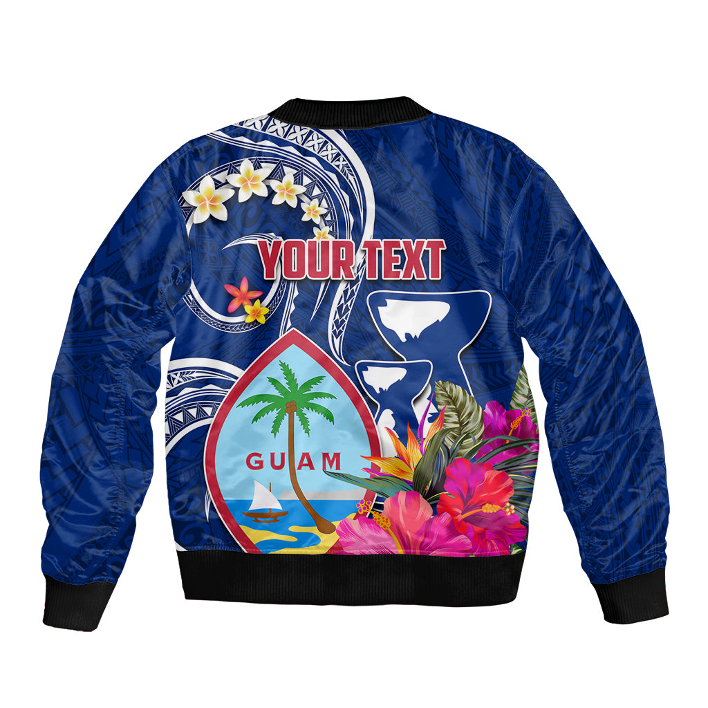 Guam Liberation Sleeve Zip Bomber Jacket Latte Stone and Guahan Seal Jungle Flower