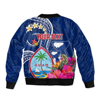 Guam Liberation Sleeve Zip Bomber Jacket Latte Stone and Guahan Seal Jungle Flower
