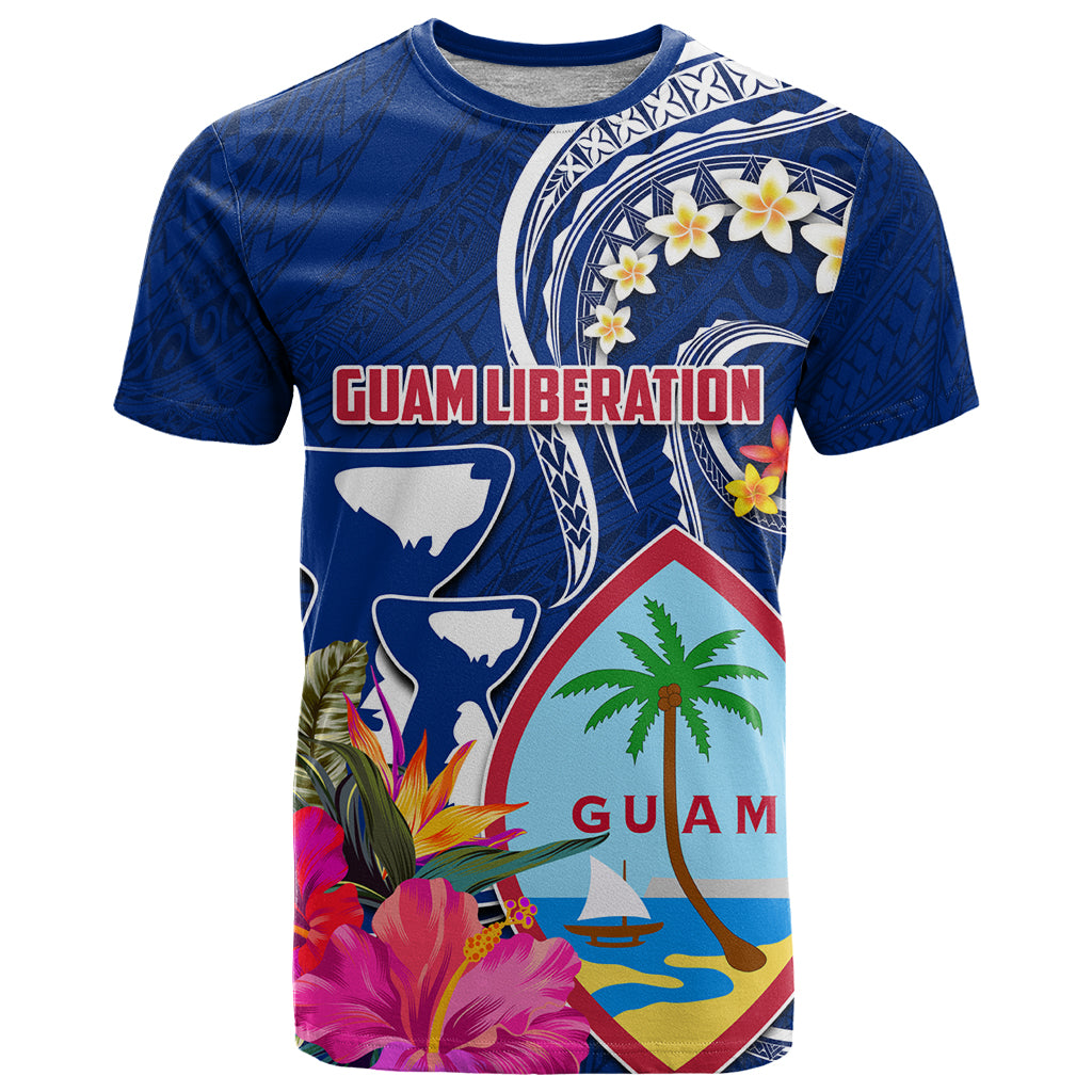 Guam Liberation T Shirt Latte Stone and Guahan Seal Jungle Flower