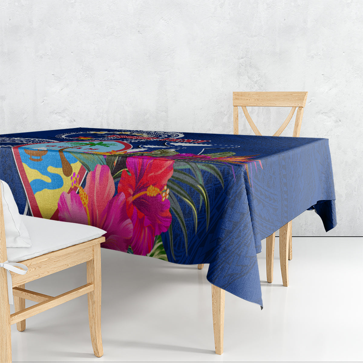 Personalised Guam Liberation Tablecloth Latte Stone and Guahan Seal Jungle Flower