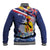 Hawaii King Kamehameha Day Baseball Jacket Lei Sea Waves Polynesian Tapa Pattern