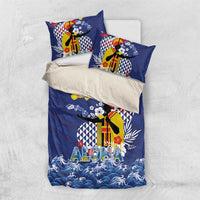 Hawaii King Kamehameha Day Bedding Set Lei Sea Waves Polynesian Tapa Pattern