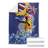 Hawaii King Kamehameha Day Blanket Lei Sea Waves Polynesian Tapa Pattern