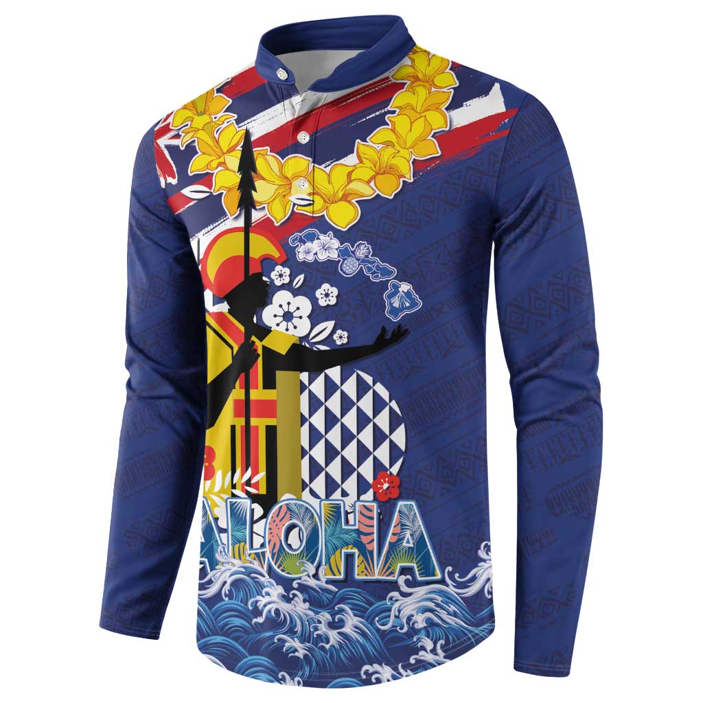 Hawaii King Kamehameha Day Button Sweatshirt Lei Sea Waves Polynesian Tapa Pattern