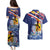 Hawaii King Kamehameha Day Couples Matching Puletasi and Hawaiian Shirt Lei Sea Waves Polynesian Tapa Pattern