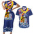 Hawaii King Kamehameha Day Couples Matching Short Sleeve Bodycon Dress and Hawaiian Shirt Lei Sea Waves Polynesian Tapa Pattern